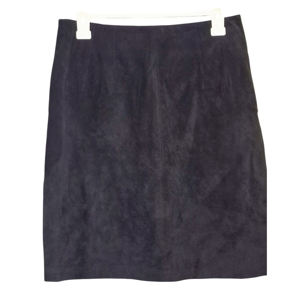 THE LIMITED Solid Black Y2K Women's Genuine Suede Leather Mini Skirt Size 10